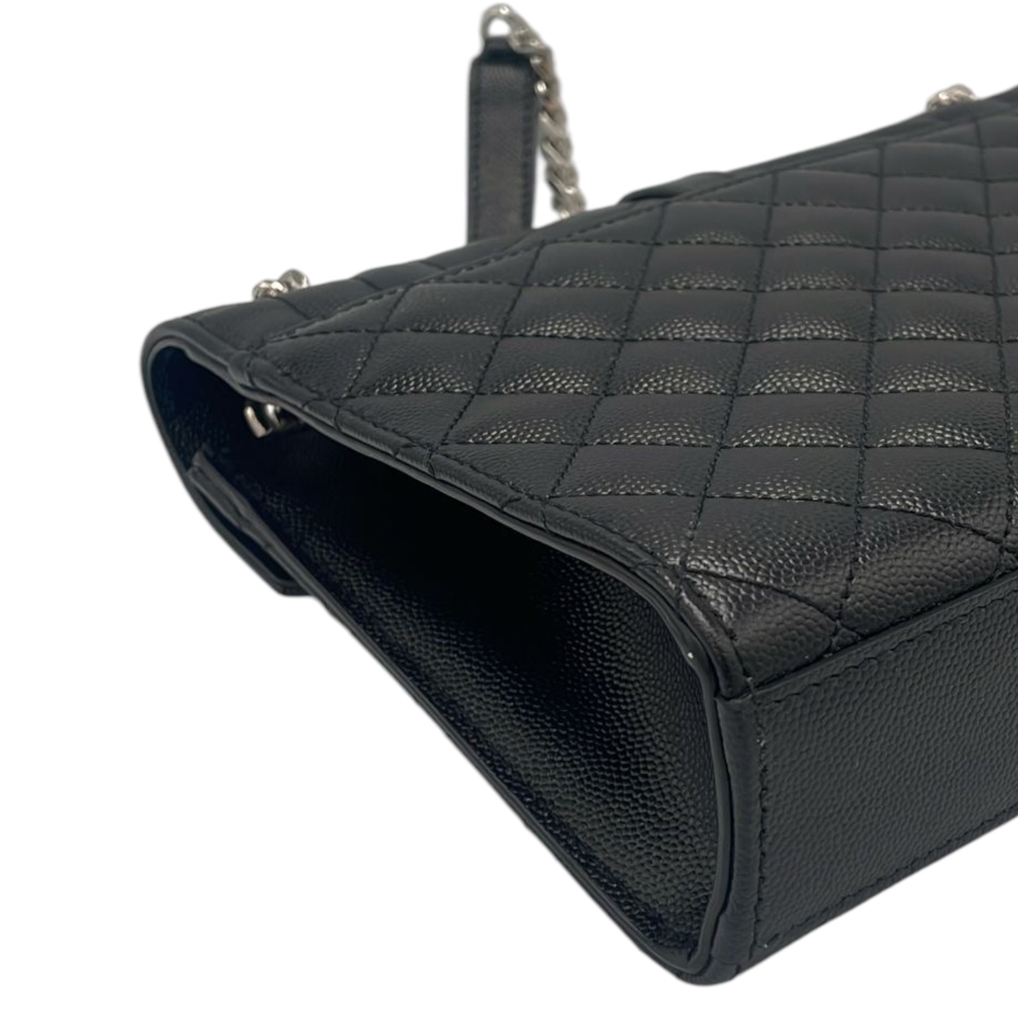 Yves Saint Laurent Envelope Medium Black Embossed Grained Leather