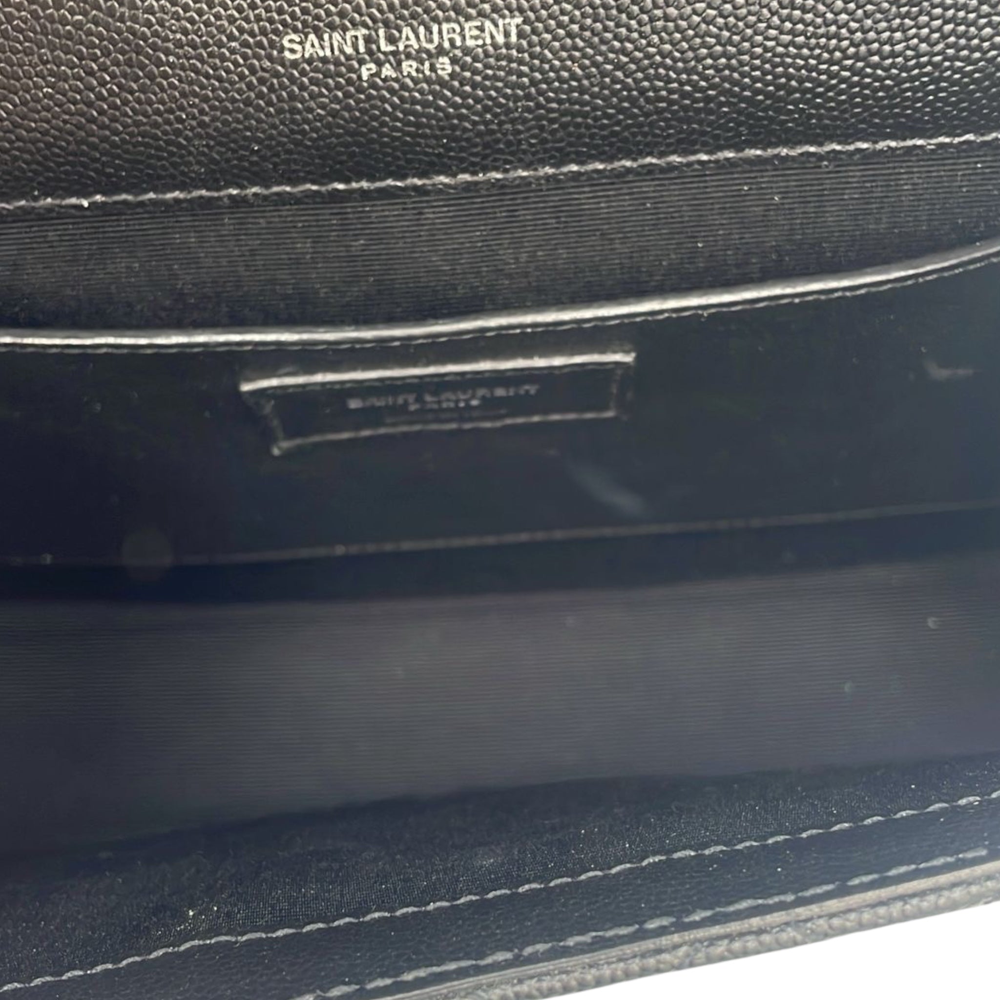 Yves Saint Laurent Envelope  2-Ways Medium Black Embossed Grained Leather