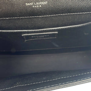 Yves Saint Laurent Envelope Medium Black Embossed Grained Leather