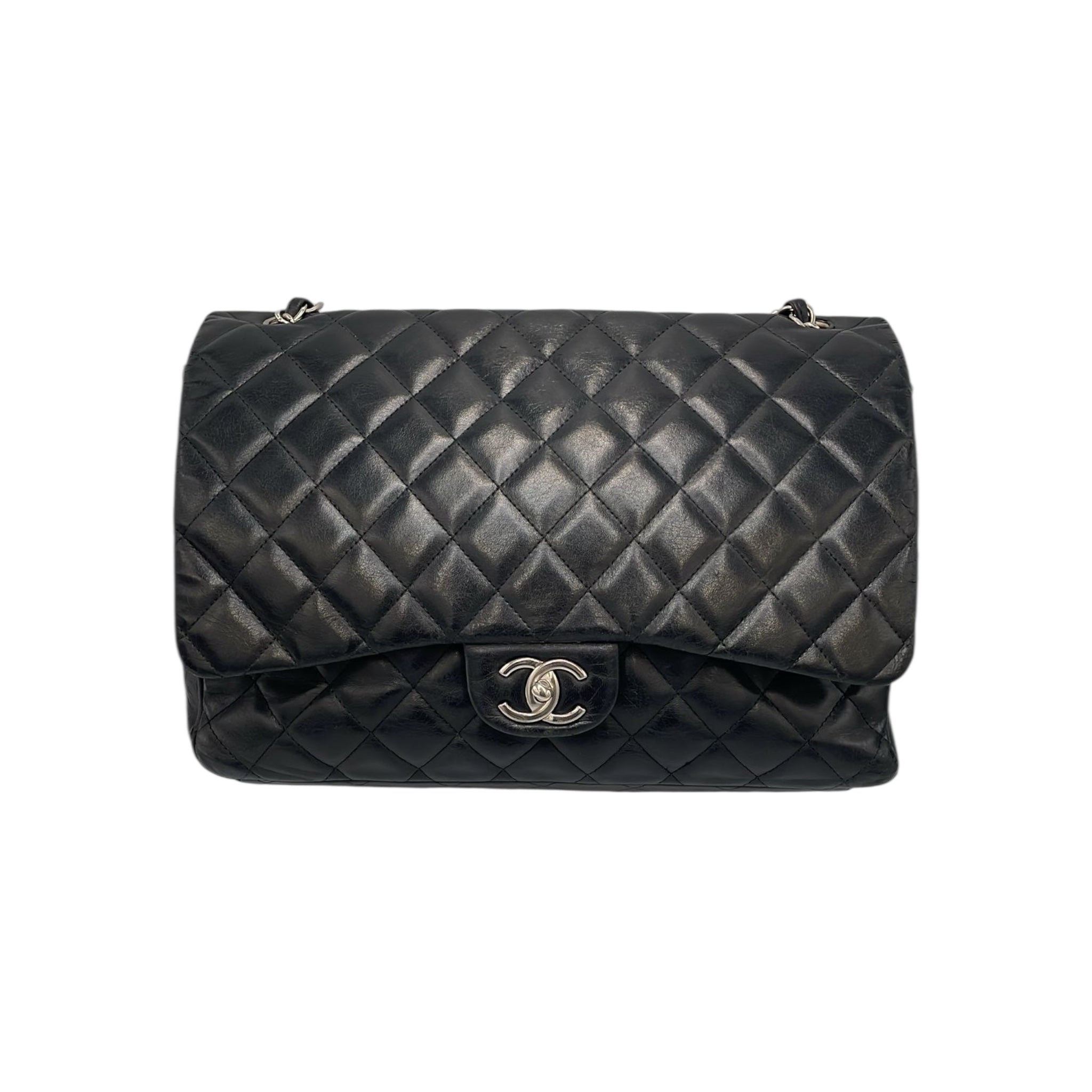 Chanel Classic Double Rebap Maxi Black Lambs en peau d'agneau