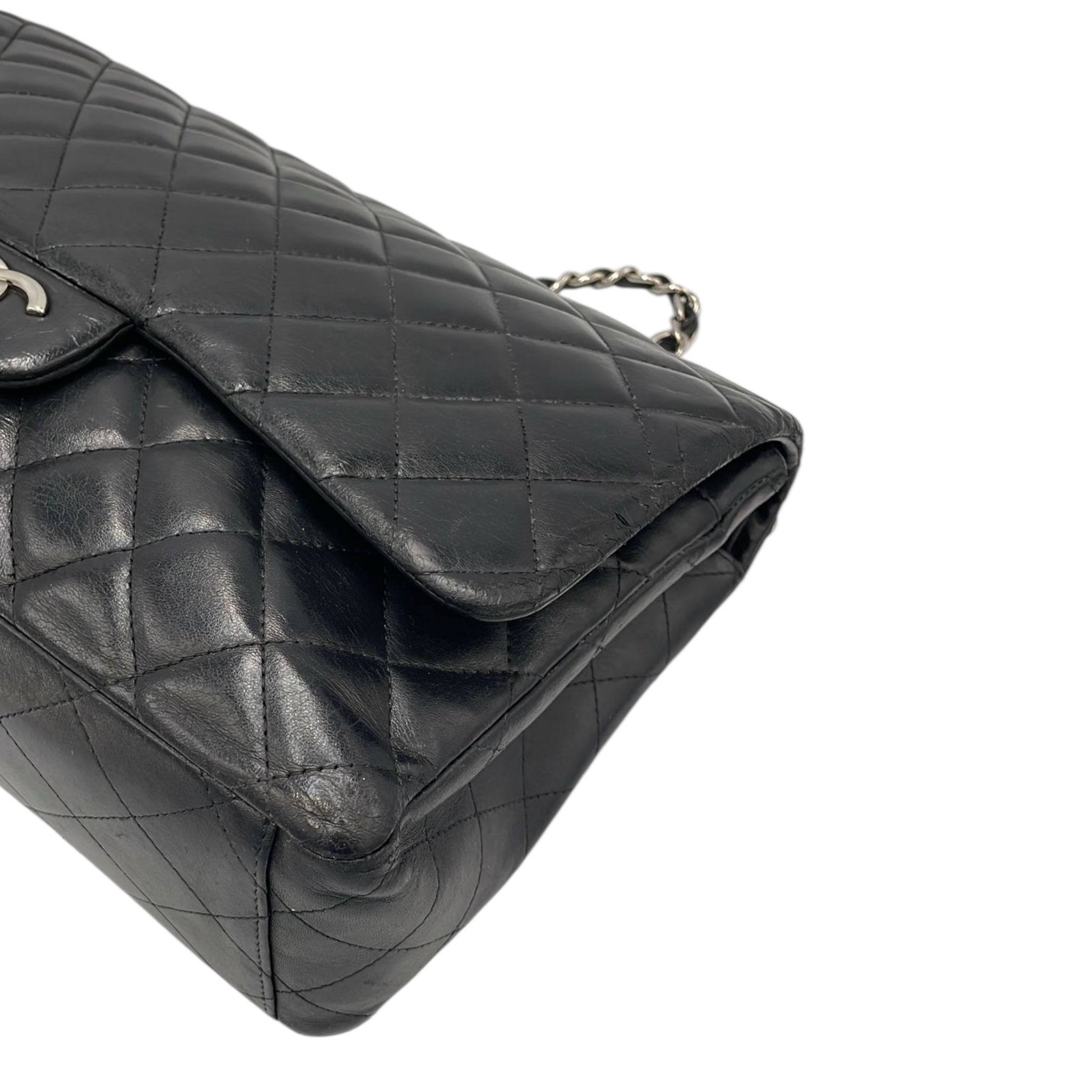 Chanel Classic Double Rebap Maxi Black Lambs en peau d'agneau