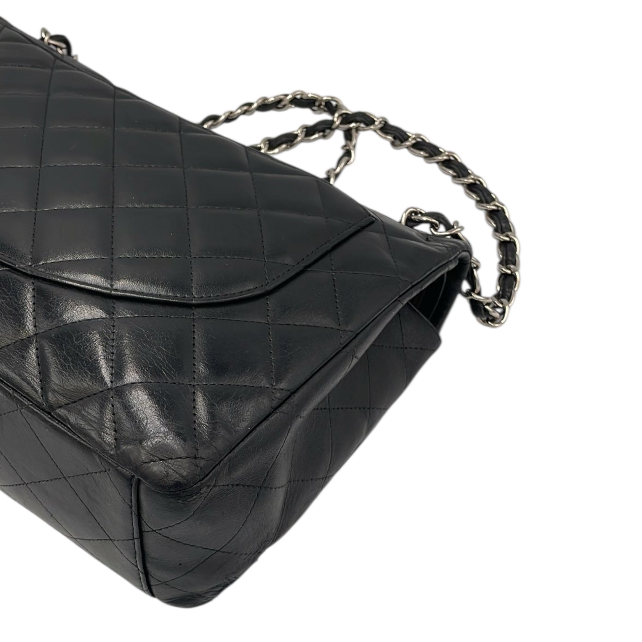 Chanel Classic Double Rebap Maxi Black Lambs en peau d'agneau