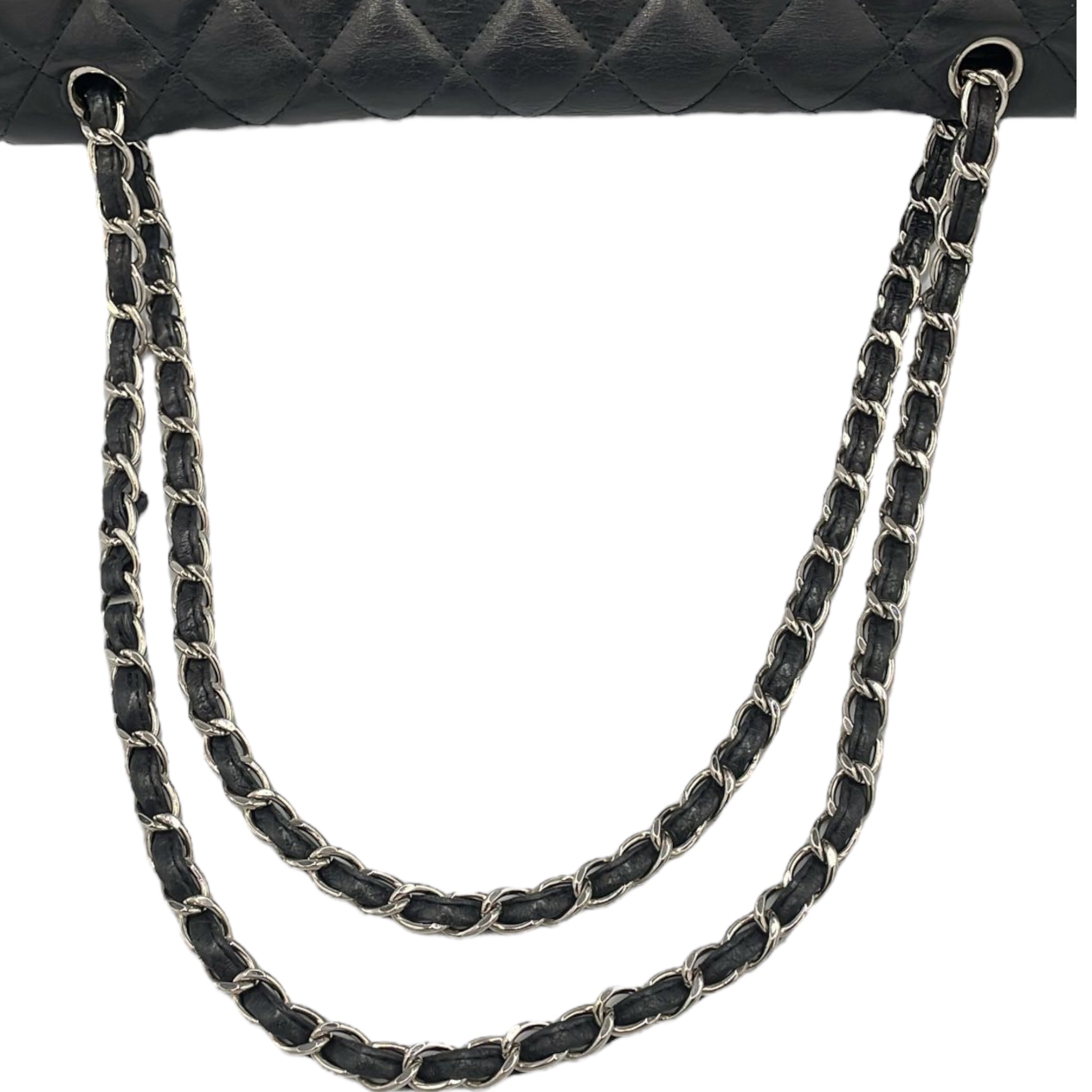 Chanel Classic Double Rebap Maxi Black Lambs en peau d'agneau