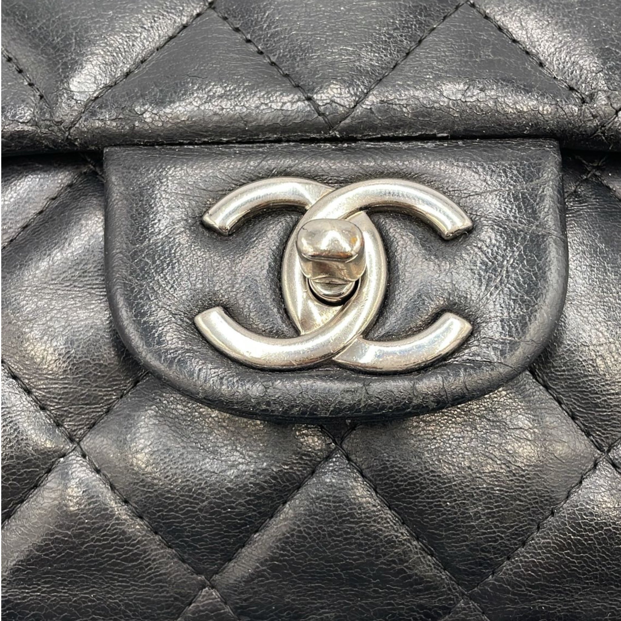 Chanel Classic Double Rebap Maxi Black Lambs en peau d'agneau