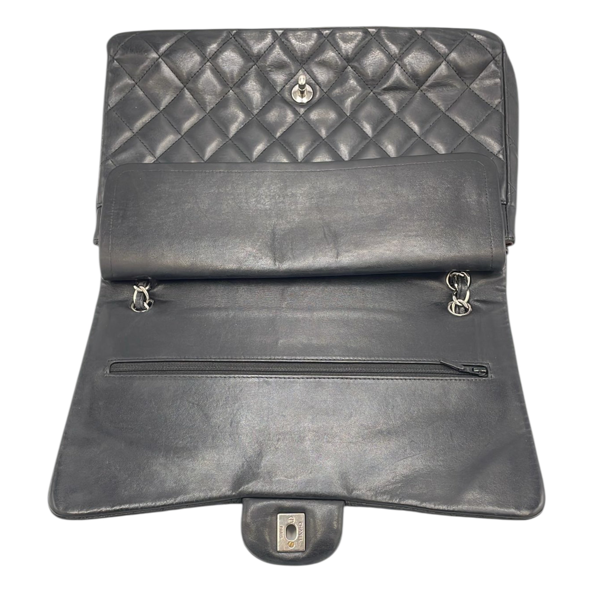 Chanel Classic Double Rebap Maxi Black Lambs en peau d'agneau
