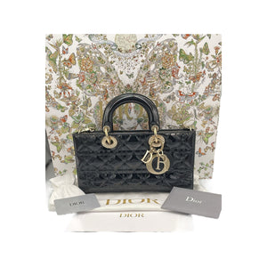 Dior Lady D-Joy Medium Black Canage matelassé en cuir