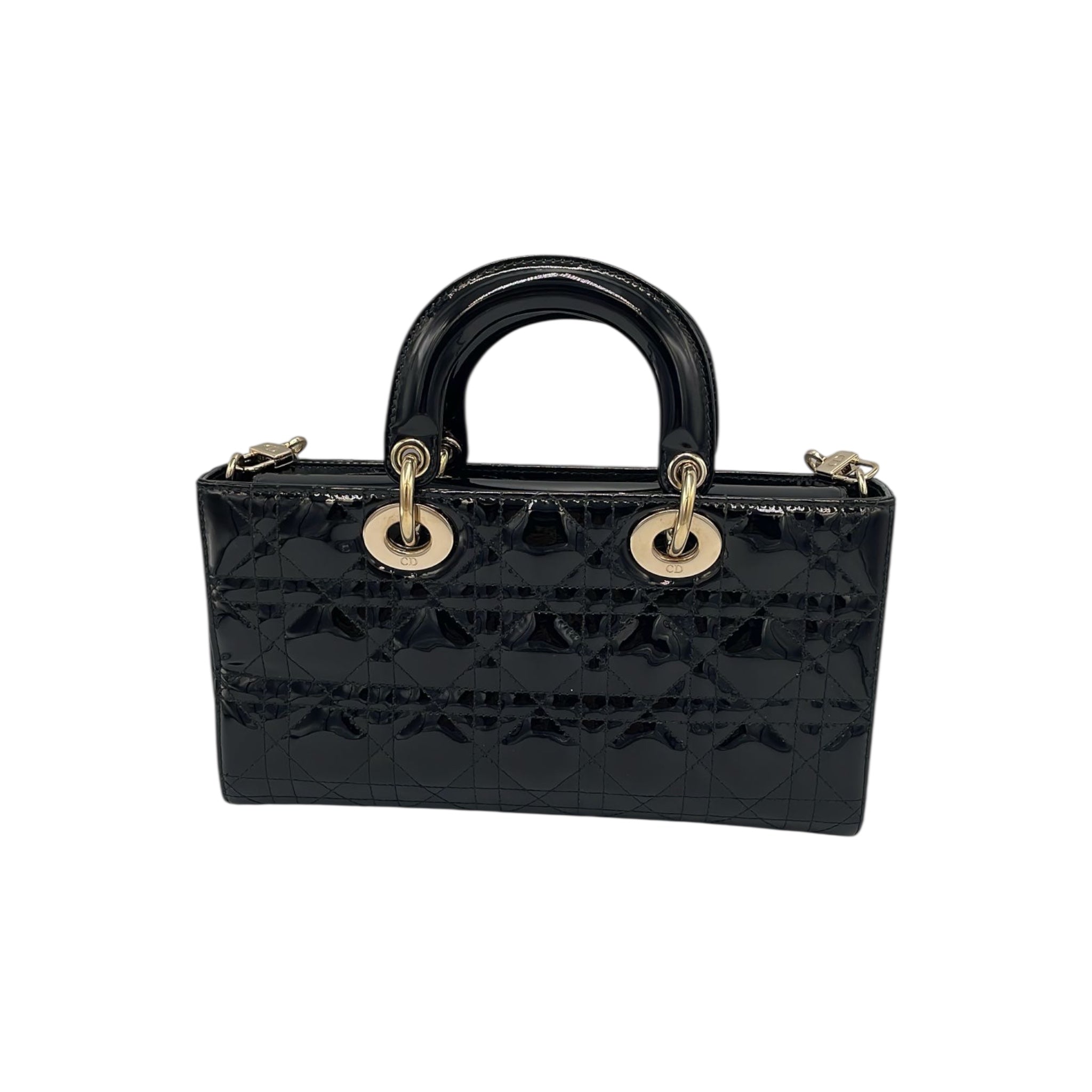 Dior Lady D-Joy Medium Black Canage matelassé en cuir
