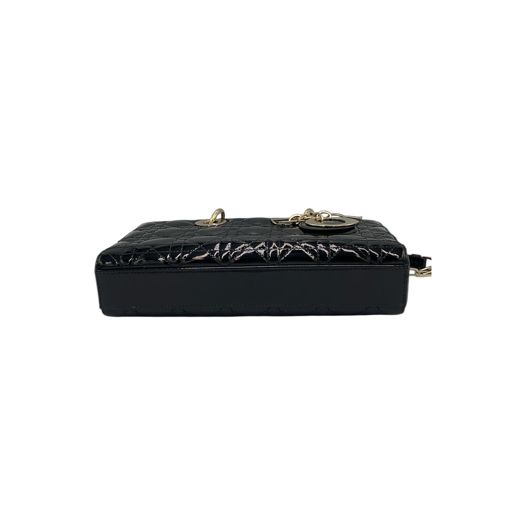 Dior Lady D-Joy Medium Black Canage matelassé en cuir