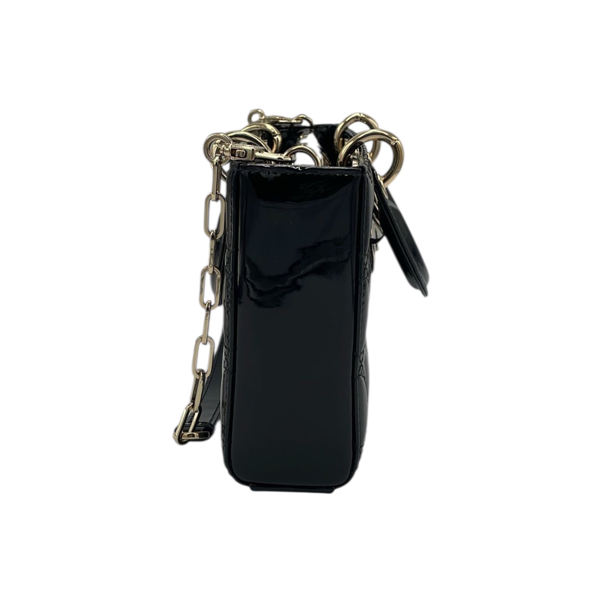 Dior Lady D-Joy Medium Black Canage matelassé en cuir
