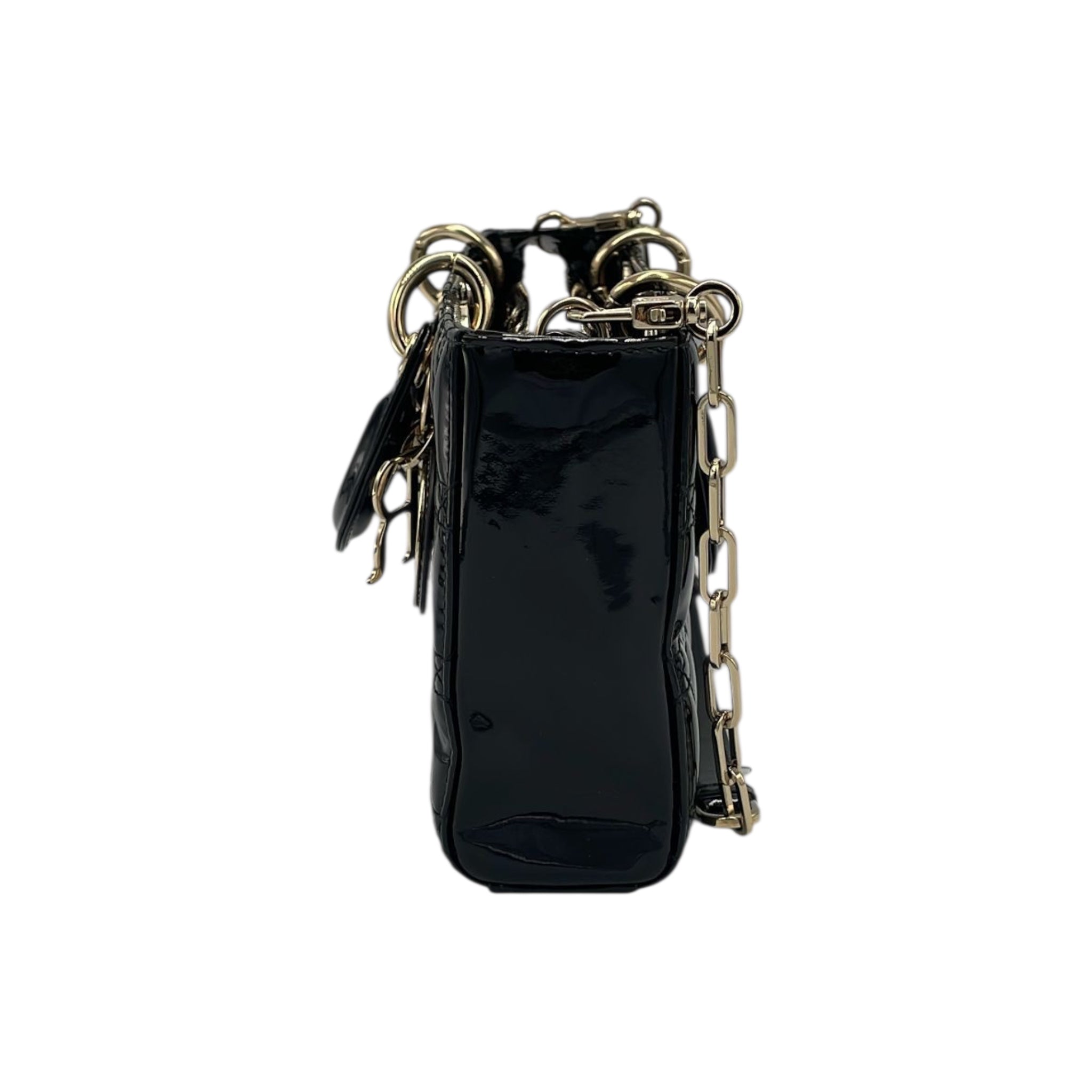 Dior Lady D-Joy Medium Black Canage matelassé en cuir