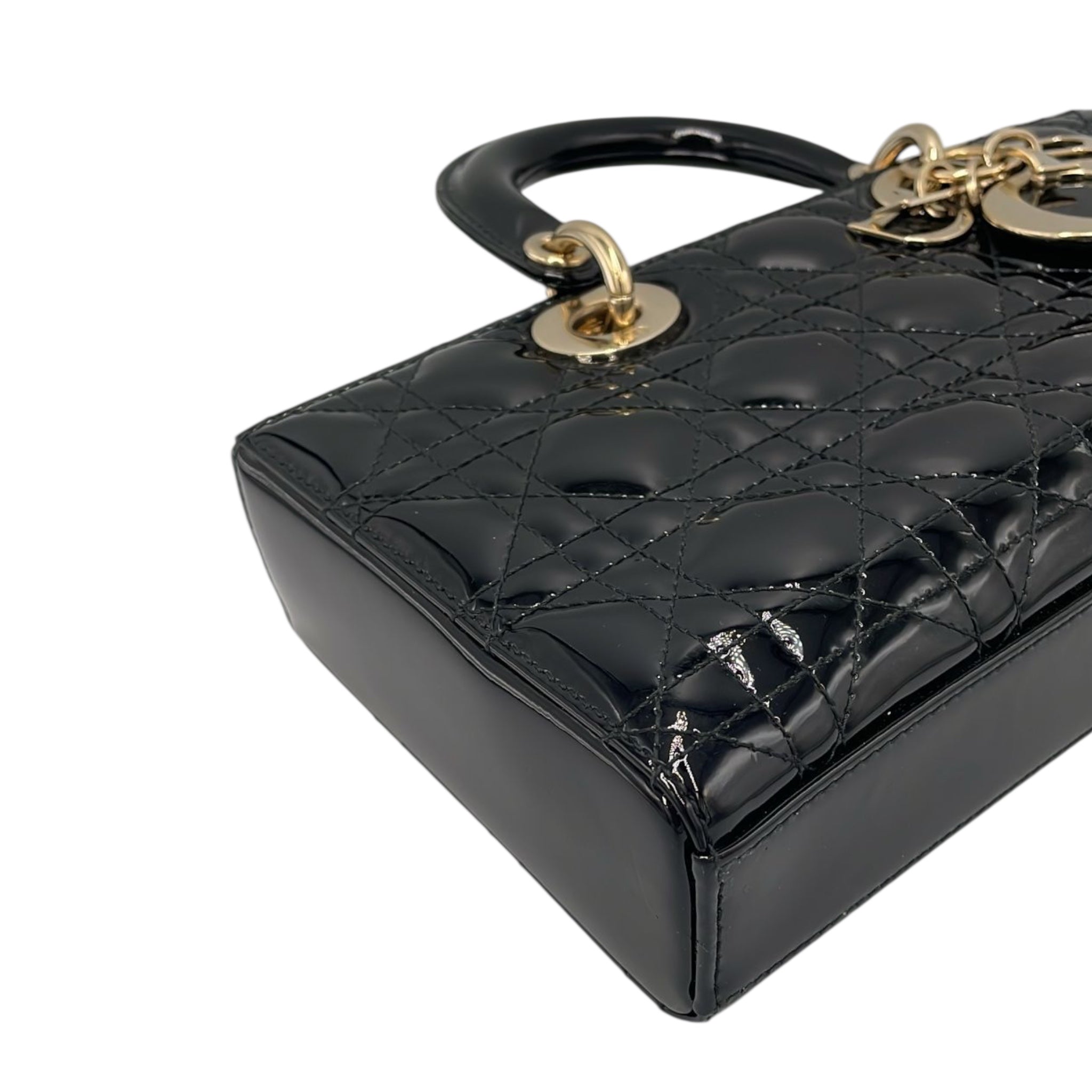 Dior Lady D-Joy Medium Black Canage matelassé en cuir