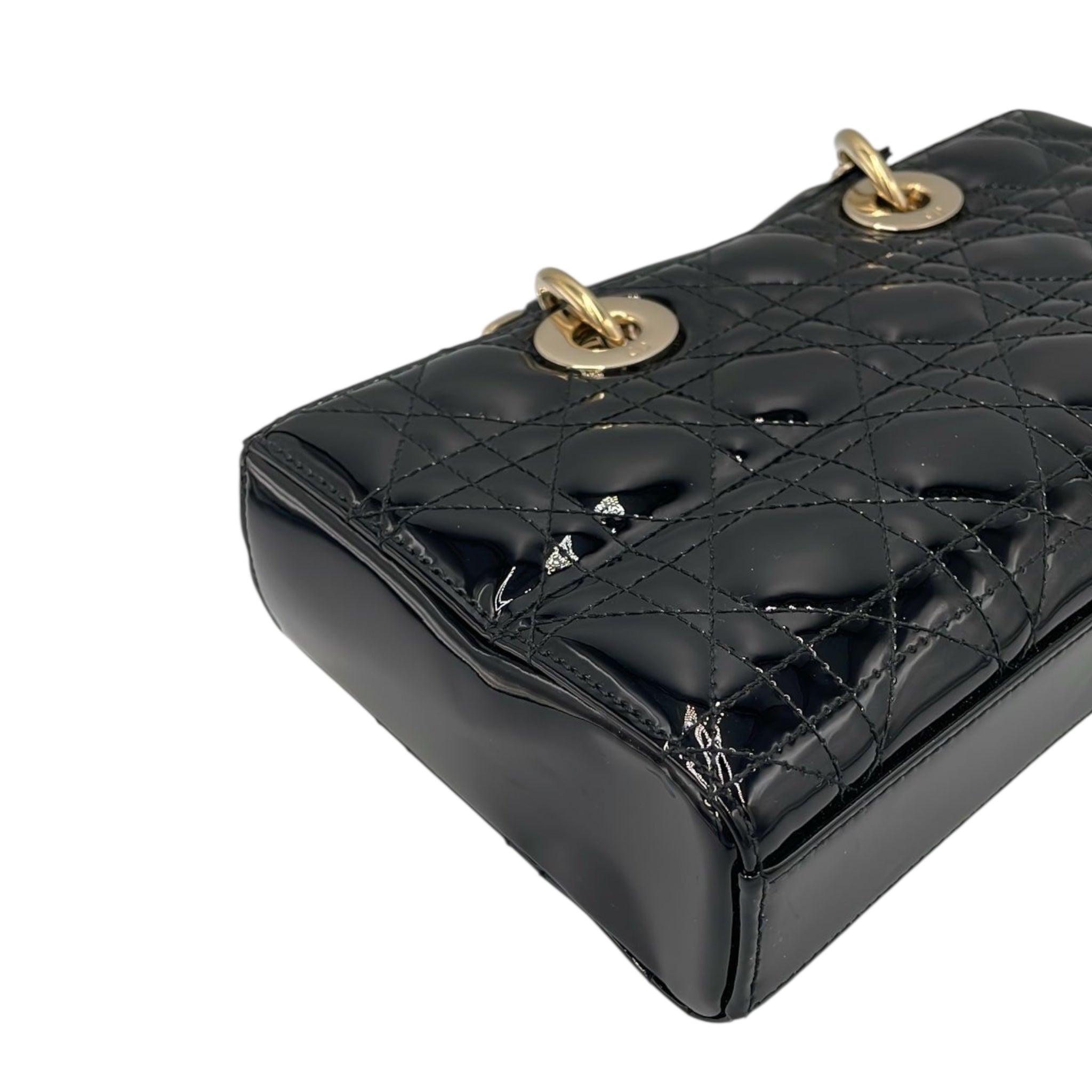 Dior Lady D-Joy Medium Black Canage matelassé en cuir