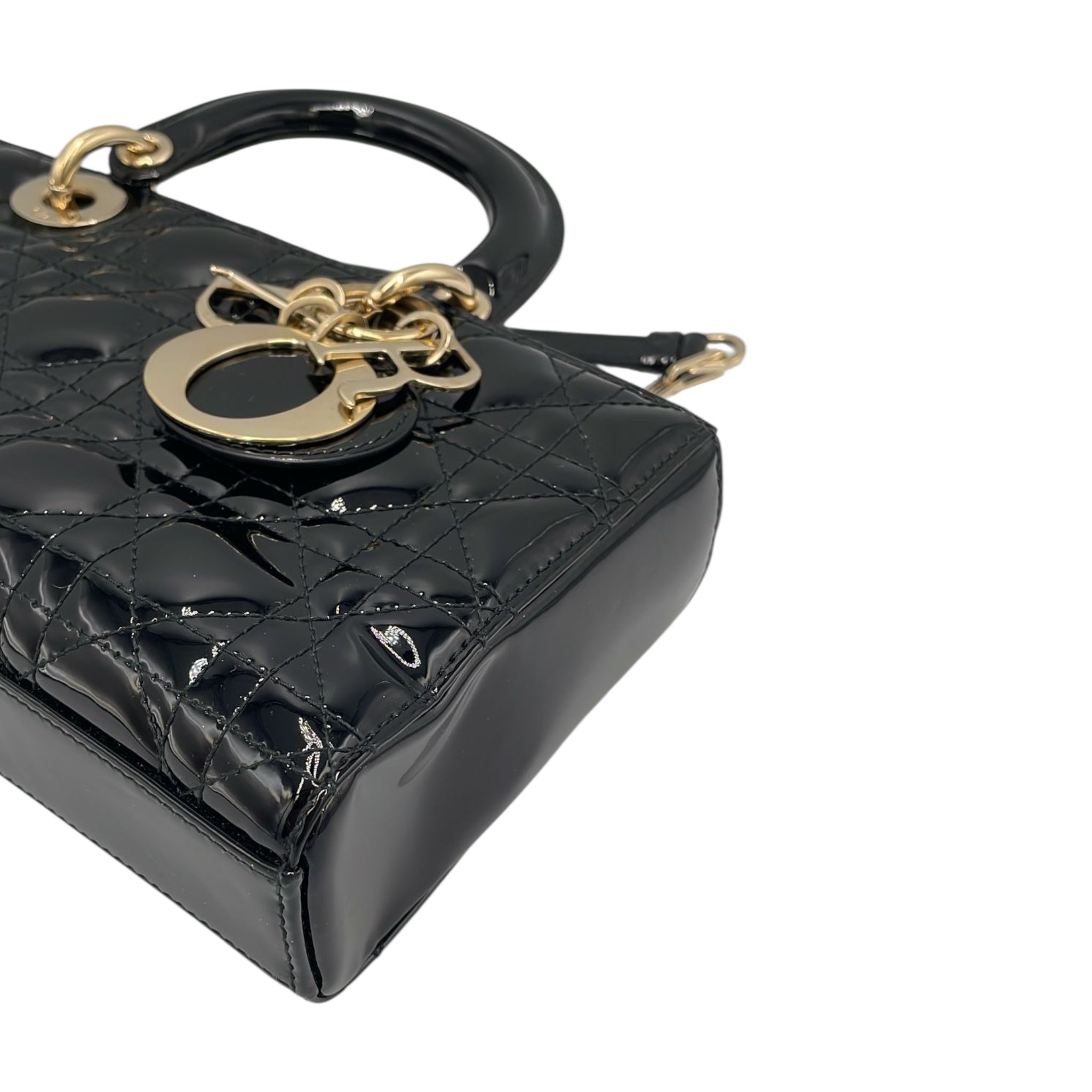 Dior Lady D-Joy Medium Black Canage matelassé en cuir