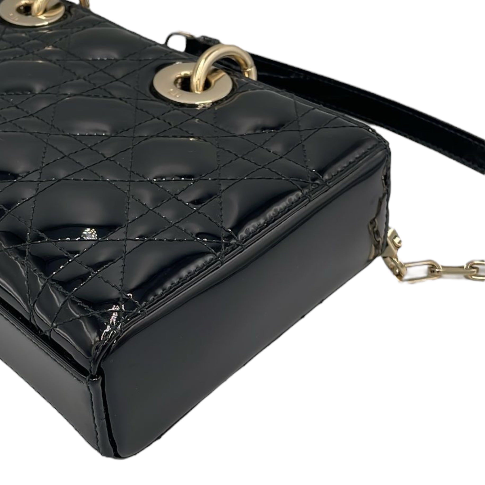 Dior Lady D-Joy Medium Black Canage matelassé en cuir