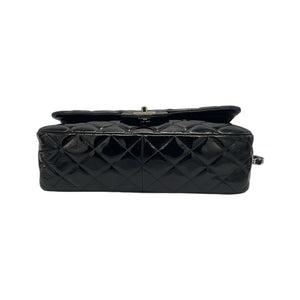 Chanel Classic Double Flap Jumbo Black Patent Leather Silver