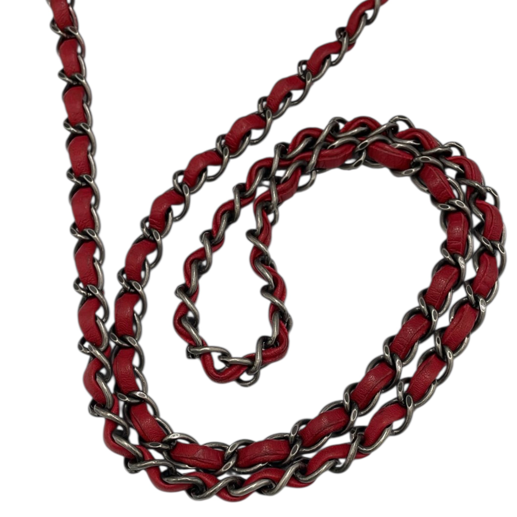 Chanel Classic Mini Square Red Lambskin Ruthenium