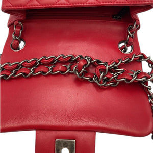 Chanel Classic Mini Square Red Lambskin Ruthenium