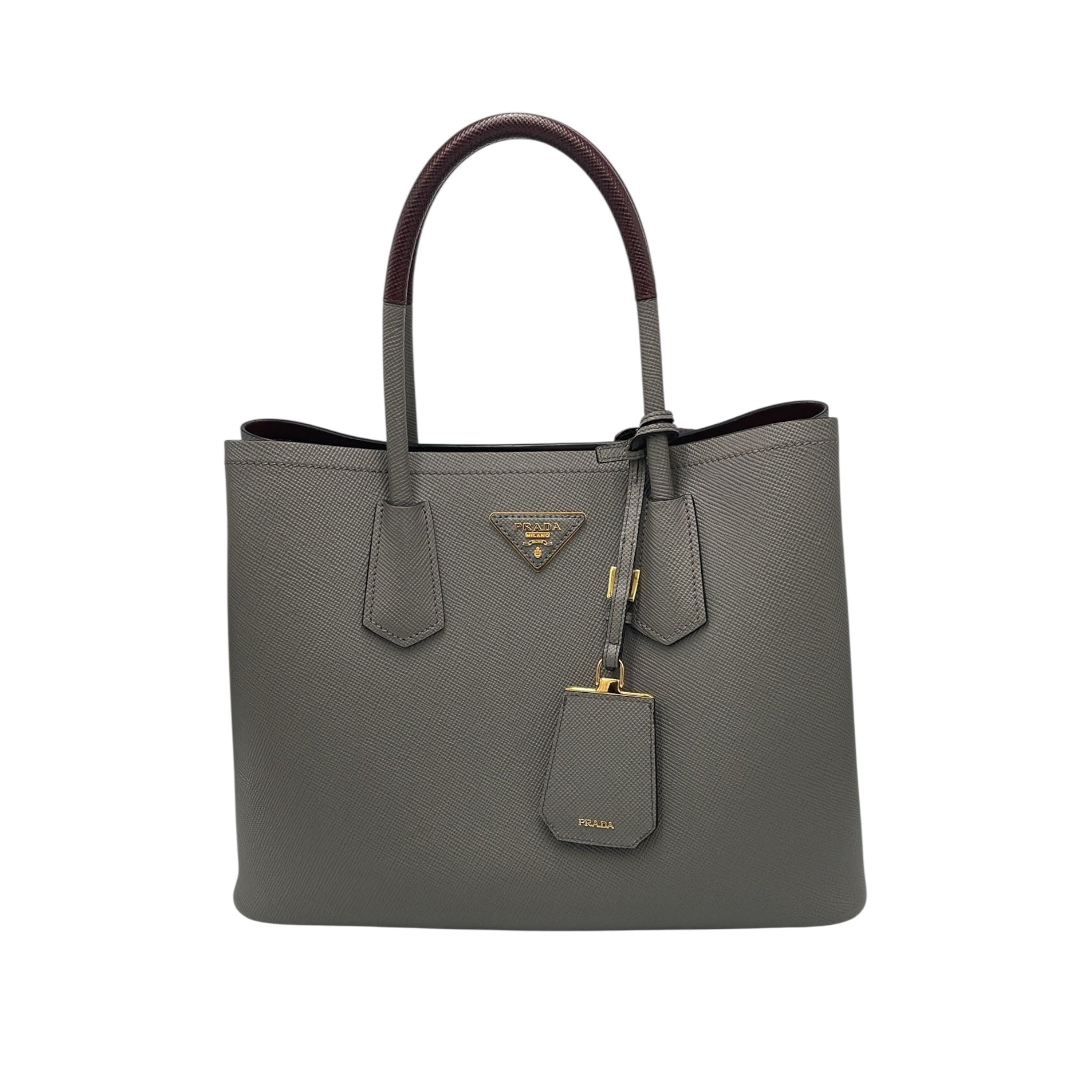 Prada Double Tote Bag Grey Saffiano