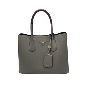 Prada Double Tote Bag Grey Saffiano