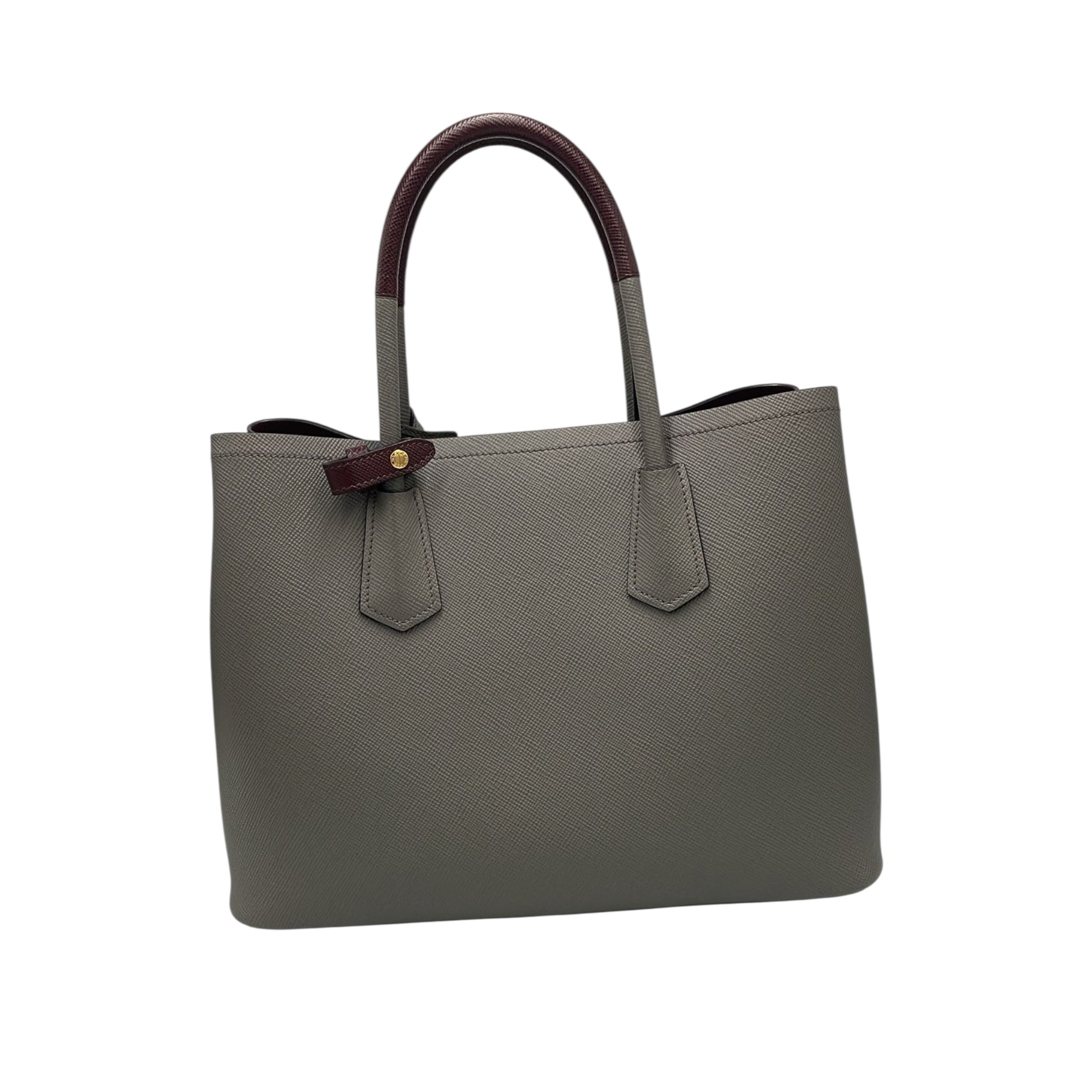 Prada Double Tote Bag Grey Saffiano