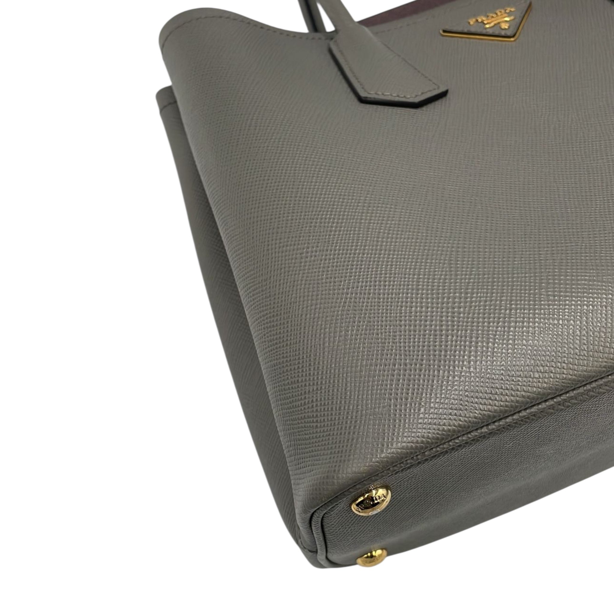 Prada Double Tote Bag Grey Saffiano
