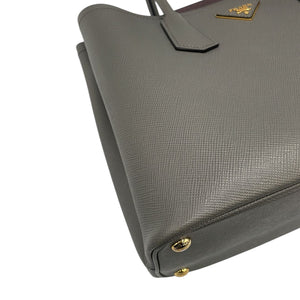 Prada Double Tote Bag Grey Saffiano