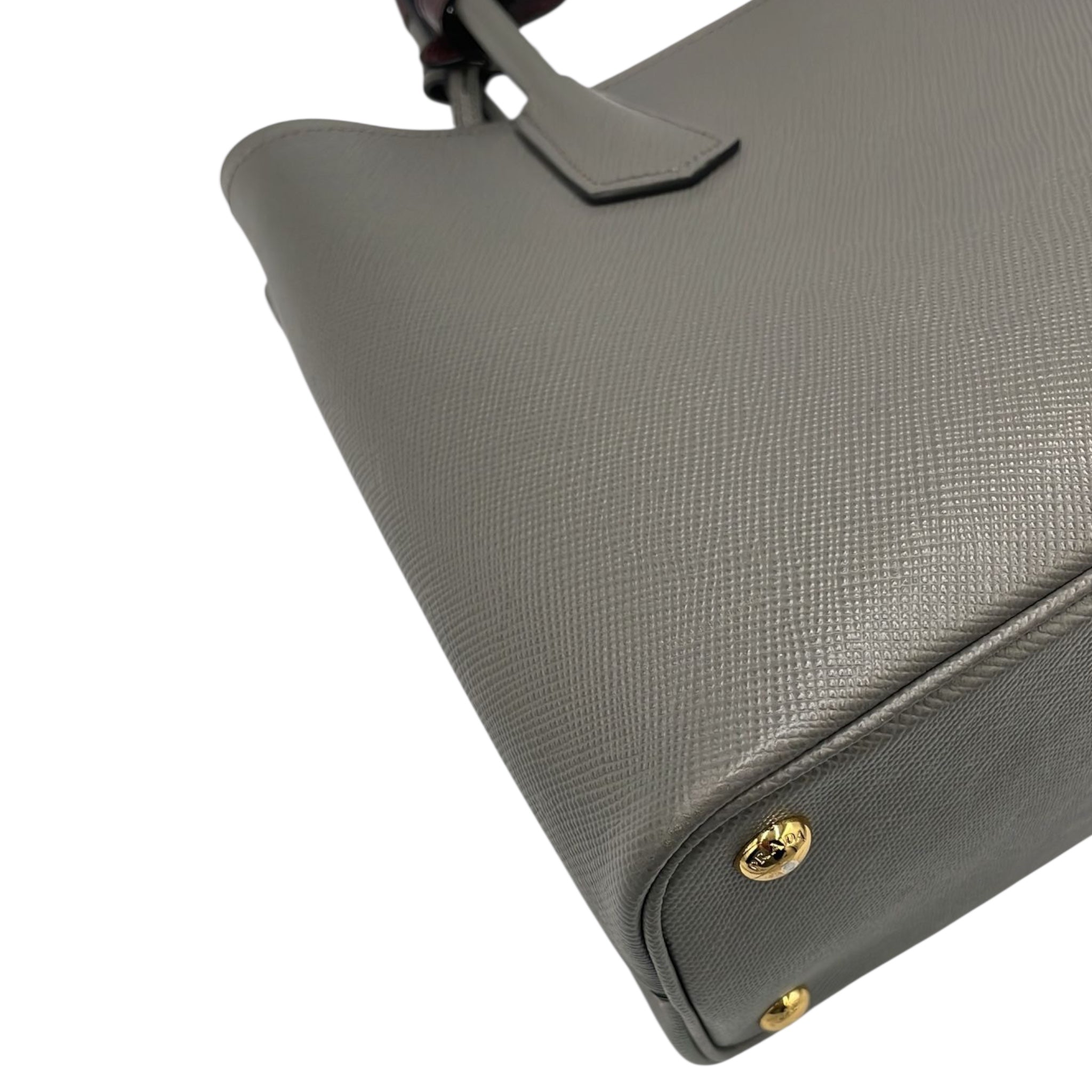 Prada Double Tote Bag Grey Saffiano