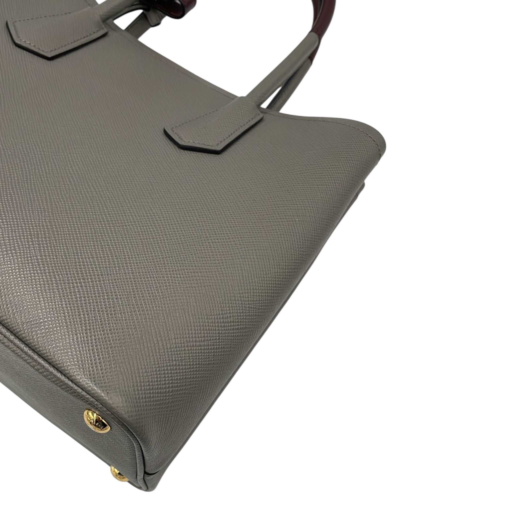 Prada Double Tote Bag Grey Saffiano