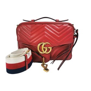 Gucci Marmont Top Pandle Small Red Calfskin