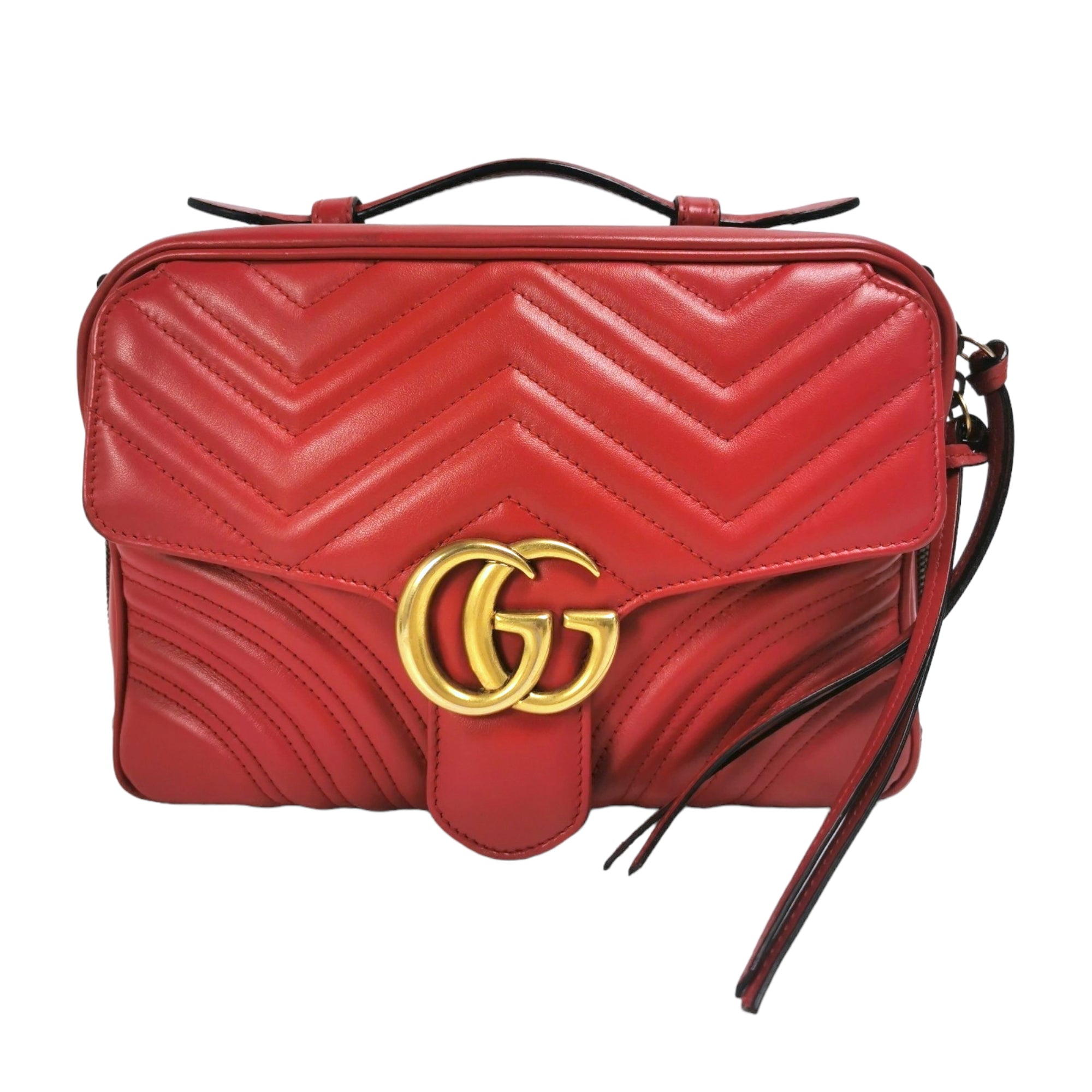 Gucci red medium marmont best sale bag