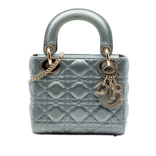 Dior Lady Dior Mini Gray Satin Swarovski Crystal