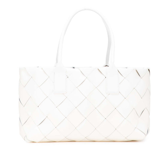 Bottega Veneta Cabat Small White Lambskin Intrecciato