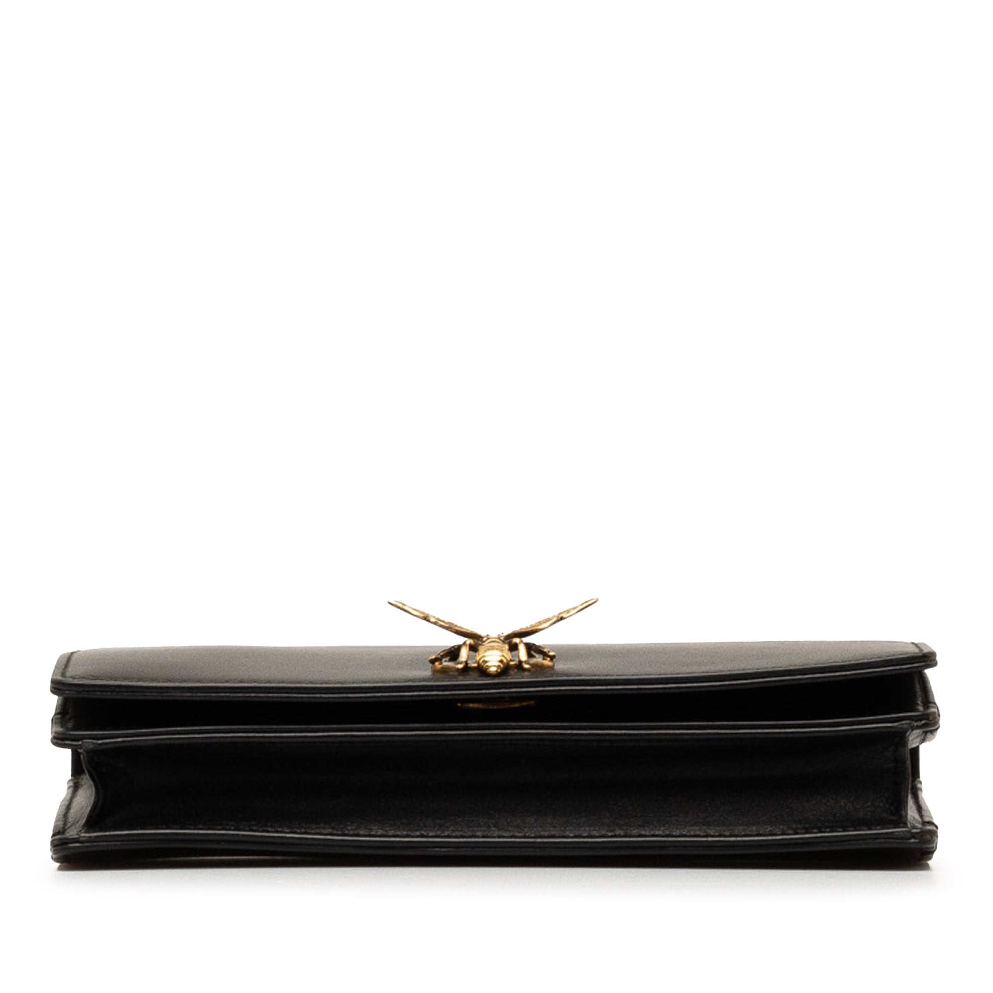 Gucci Black Leather Bee Clutch