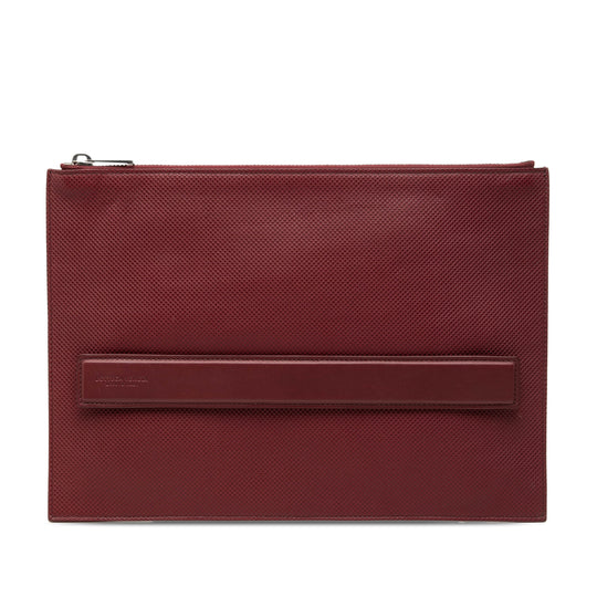 Bottega Veneta Marco Polo Clutch Red Textured Calfskin