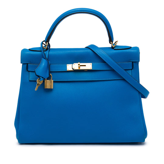 Hermès Kelly II 32 Blue Epsom Calfskin