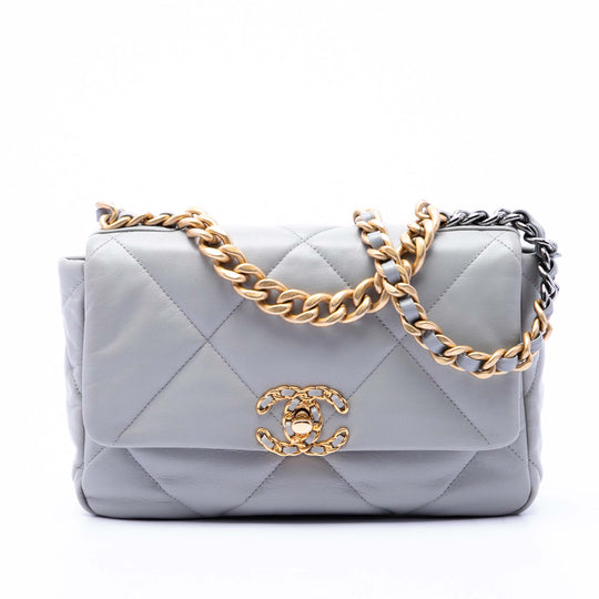 Chanel 19 Flap Medium Grey Lambskin Gold