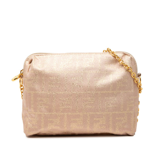 Fendi Zucca Chain Shoulder Beige Canvas