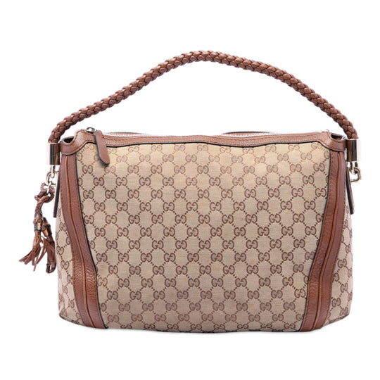 Gucci Bella Medium Beige GG Canvas Calfskin