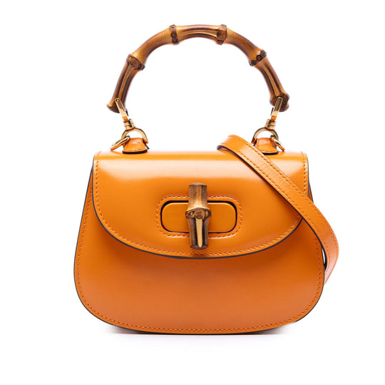 Gucci Bamboo 1947 Top Handle Mini Orange Calfskin