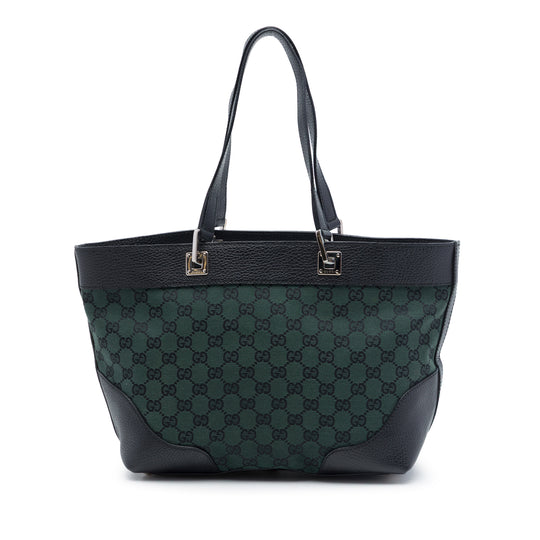 Gucci GG Canvas Tote Green Canvas Calfskin