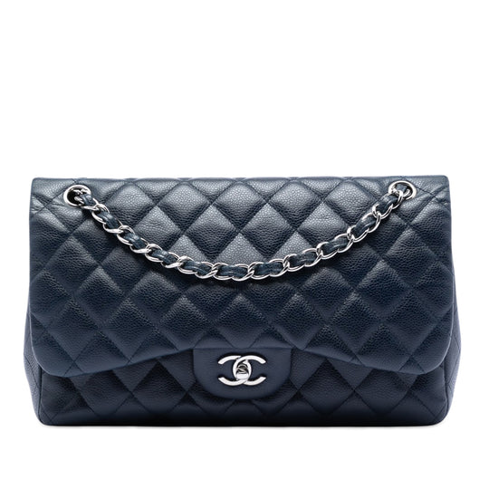 Chanel Classic Double Flap Jumbo Blue Caviar