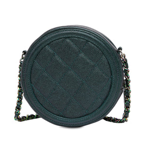 Chanel CC Filigree Round Crossbody Green Caviar Gold