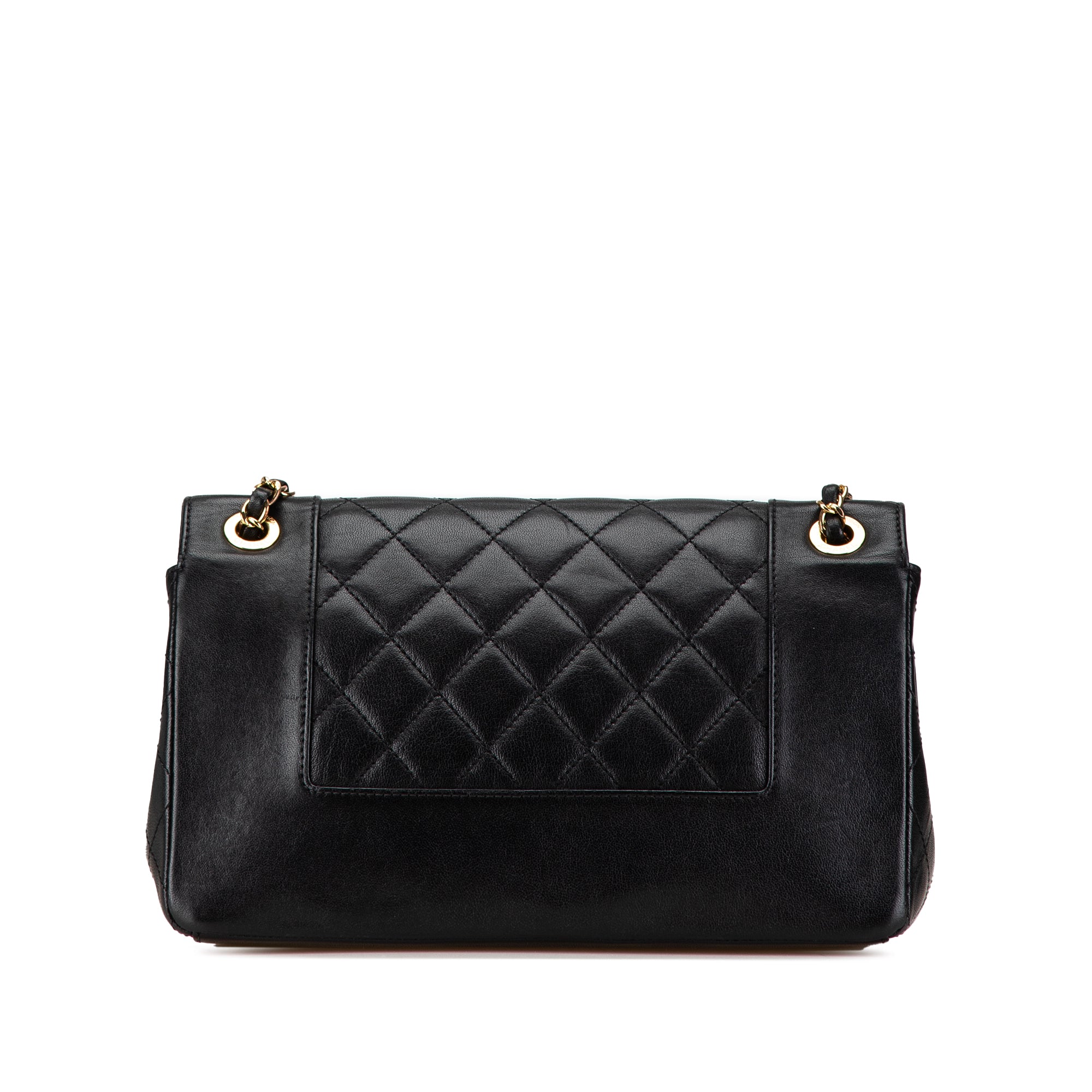 Chanel Mademoiselle Vintage Double Flap Medium Black Lambskin Gold