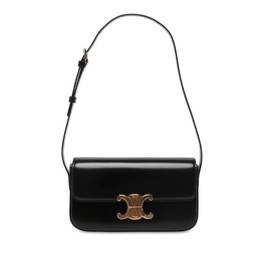 Celine Triomphe Claude Black Shiny Calfskin