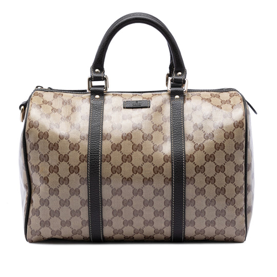 Gucci GG Crystal Joy Boston Medium Beige Coated Canvas