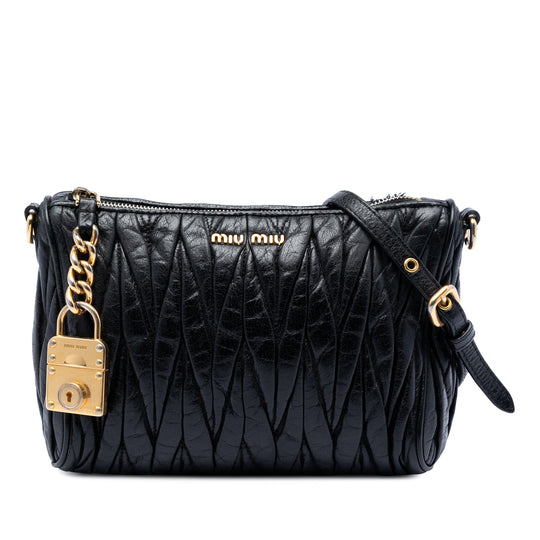 Miu Miu Matelasse Lux Charm Black Nappa Leather
