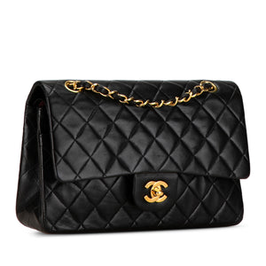 Chanel Classic Double Flap Medium Black Lambskin Gold