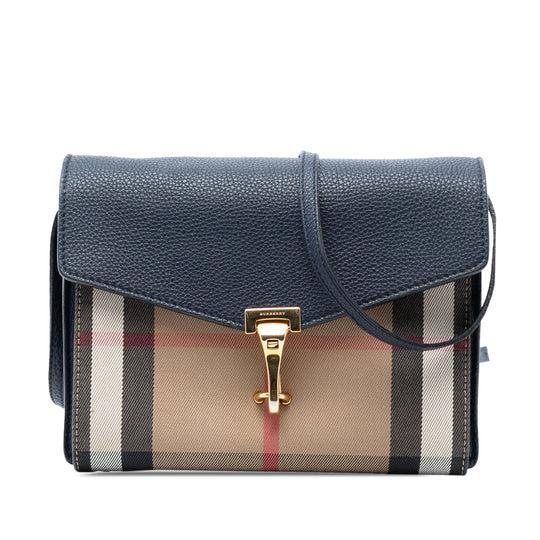 Burberry Macken Small Blue House Check Canvas Leather
