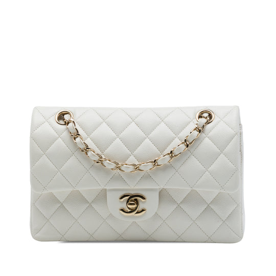 Chanel Classic Double Flap Small White Caviar