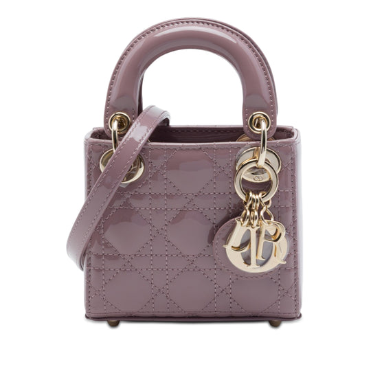 Dior Lady Dior Micro Pink Patent Leather